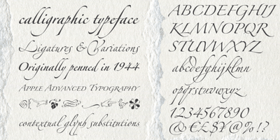 Font visual image of Zapfino&reg Extra